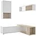 Parete Attrezzata Denali, Set Da Soggiorno Modulare Ad Angolo, Mobile Salotto Multiposizione, 230x41h180 Cm, Bianco E Rovere - Foto miniatura 2