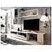 Parete Attrezzata Denali, Set Da Soggiorno Modulare Ad Angolo, Mobile Salotto Multiposizione, 230x41h180 Cm, Bianco E Rovere - Foto miniatura 4