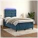 Letto A Molle Materasso E Led Blu Scuro 120x190 Cm In Velluto - Foto miniatura 5