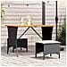 Tavolo Giardino Piano Legno Acacia Nero 105x75x72 cm Polyrattan - Foto miniatura 1