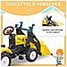 Escavatore a Pedali per Bambini da 3 Anni con Ruspa Frontale, Rimorchio e 6 Ruote, Giallo - Foto miniatura 4