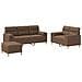 Set di Divani 3 pz con Cuscini Marrone in Tessuto - Foto miniatura 1