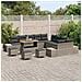 Set Divano da Giardino  14 Pezzi con Cuscini Grigio Polyrattan Acacia, Divano da Giardino  a 2 Posti con Spazio di Stoccaggio e Cuscini Grigio Polyrattan, Set da Pranzo da Giardino  a 4 Pezzi con Cuscini Grigio Polyrattan Acacia - Foto miniatura 3