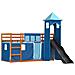 Letto a Castello con Scivolo e Tende Blu 90x200 cm - Foto miniatura 3