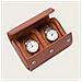 Custodia Portatile Da Viaggio Per 2 Orologi In Pelle Pu Grana Litchi Brown - Foto miniatura 2