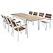 Set Tavolo Rettangolare Allungabile 160/240 X 90 Con 8 Poltrone In Alluminio Bianco E Polywood Da Esterno Giardino - Foto miniatura 1