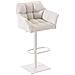 Sgabello Alto Bar Damaso I Sgabello Design Cucina Trapuntato in Tessuto con Braccioli E Schienale Imbottiti l Sedia Sgabello Bar Pub con Poggiapiedi Bianco Bianco - Foto miniatura 1