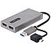 Adattatore USB 3.0 a HDMI, Scheda Video Esterna USB 3.0 a Doppio HDMI (1x 4K30Hz / 1x 1080p), Cavo da 11cm integrato con Dongle da USB-A a USB-C; Convertitore da USB-A /C a Dual HDMI - Win /Mac - Foto miniatura 1