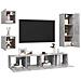 Set Porta Tv 5 Pz Grigio Cemento In Truciolato - Foto miniatura 3