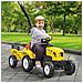 Trattore a Pedali per Bambini da 3+ Anni con Rimorchio, Rastrello, Pala e Clacson, Giallo - Foto miniatura 2