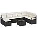 Set da Giardino a 9 Pezzi con Cuscini in Rattan Poliestere Nero,  Divano da Giardino per 2 Persone con Cuscini in Rattan Poliestere Nero - Foto miniatura 1