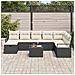 Set da Giardino a 9 Pezzi con Cuscini in Rattan Poliestere Nero,  Divano da Giardino per 2 Persone con Cuscini in Rattan Poliestere Nero - Foto miniatura 2