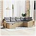 Set Divano da Giardino 6 Pezzi con Cuscini Beige Rattan Poliestere - Foto miniatura 2