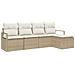 Set di Divani da Giardino 5 Pezzi con Cuscini Beige in Rattan Poli, Divano da Giardino 2 Posti con Cuscini Beige in Rattan Poli - Foto miniatura 1
