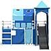 Letto a Castello con Scivolo e Tende Blu 90x200 cm - Foto miniatura 7