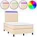 Letto a Molle con Materasso e LED Crema 120x190 cm in Tessuto - Foto miniatura 1