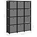 Mensola Con 12 Scatole A Cubo Nera 103x30x141 Cm In Tessuto - Foto miniatura 5