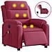 Poltrona Massaggiante Reclinabile Elettrica Rosso Vino Velluto - Foto miniatura 1