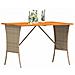 Tavolo Giardino Piano Legno Acacia Beige 105x75x72cm Polyrattan - Foto miniatura 4