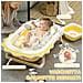 Vaschetta Bagnetto Pieghevole per Neonati con Cuscinetto e Lavabo, in Plastica Antiscivolo, 80.5x55x20 cm, Giallo - Foto miniatura 3