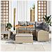 Set di Sofà da Giardino  8 Pezzi con Cuscini Beige Polyrattan Acacia, Sofà da Giardino a 2 Posti  con Cuscini Beige Polyrattan, Set da Pranzo da Giardino 3 Pezzi con Cuscini Beige Polyrattan Acacia - Foto miniatura 3