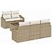 Set Divano da Giardino 6 Pezzi con Cuscini Beige Rattan Poliestere - Foto miniatura 1