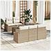 Set Divano da Giardino 6 Pezzi con Cuscini Beige Rattan Poliestere - Foto miniatura 2