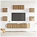 Set Mobile TV 7 pz Montato a Parete Rovere Artigianale - Foto miniatura 3