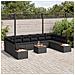 Set Divano da Giardino da 11 Pezzi con Cuscini Nero Polyrattan Acacia - Foto miniatura 3