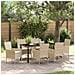 Set da Pranzo per Giardino con cuscino 7 pcs Beige Poly Rattan - Foto miniatura 2