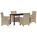 Set da Pranzo per Giardino 5 pcs Beige polyrattan - Foto miniatura 1