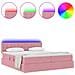 Letto con luci a strisce a LED Rosa 180 x 200 cm Velluto - Foto miniatura 4
