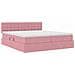Letto con luci a strisce a LED Rosa 180 x 200 cm Velluto - Foto miniatura 7