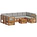 Set divani con cuscino 10 pcs Grigio Naturale e Chiaro - Foto miniatura 1