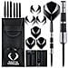 D0666 Warfare Premium Tungsteno Freccette Set Con Punte Dacciaio E Multi Anello Botti Compreso 6 Voli 6 Steli Checkout Card E Custodia Bagagli 24g 26g 28g 30g Nero - Foto miniatura 1