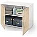 Armadio Multiuso Bucaneve, Mobile Lineare A 2 Ante Battenti Con Ripiano, Mobile Da Ingresso, Scarpiera Moderna, 100% Made In Italy, 90x45h66 Cm, Rovere E Bianco - Foto miniatura 3