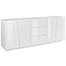 Credenza Sven, Madia Da Cucina A 4 Ante E 3 Cassetti, Buffet Da Soggiorno, 100% Made In Italy, Cm 220x43h86, Bianco Lucido - Foto miniatura 2