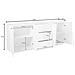 Credenza Sven, Madia Da Cucina A 4 Ante E 3 Cassetti, Buffet Da Soggiorno, 100% Made In Italy, Cm 220x43h86, Bianco Lucido - Foto miniatura 3
