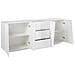 Credenza Sven, Madia Da Cucina A 4 Ante E 3 Cassetti, Buffet Da Soggiorno, 100% Made In Italy, Cm 220x43h86, Bianco Lucido - Foto miniatura 4