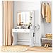 Toeletta Trucco Con Luci Led 3 Tonalità E Specchio, Prese Usb, 4 Cassetti E Mensole, 90x45x160cm, Bianco - Foto miniatura 3