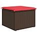 Sgabello Giardino con Cuscino Marrone 55x55x37 cm in Polyrattan - Foto miniatura 4