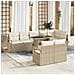 Set da Giardino 9 Pezzi con Cuscini Beige Rattan Polietilene - Foto miniatura 2
