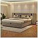 Letto Imbottito 180x200cm, Letto Contenitore Con Connessione Usb, Illuminazione Led E Lampada Da Comodino, Letto Matrimoniale, Letto Funzionale, Velluto, Grigio, Senza Materasso - Foto miniatura 2