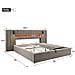 Letto Imbottito 180x200cm, Letto Contenitore Con Connessione Usb, Illuminazione Led E Lampada Da Comodino, Letto Matrimoniale, Letto Funzionale, Velluto, Grigio, Senza Materasso - Foto miniatura 3