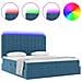 Letto con luci a strisce a LED Blu Scuro 180 x 200 cm Velluto - Foto miniatura 4