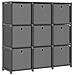 Mobile con 9 Scatole a Cubo Grigio 103x30x107,5 cm in Tessuto - Foto miniatura 1