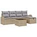 Set da giardino composto da 6 pezzi con cuscini colore beige in rattan sintetico, Divano da giardino 2 posti con spazio di stoccaggio e cuscini in rattan sintetico beige - Foto miniatura 1