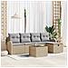 Set da giardino composto da 6 pezzi con cuscini colore beige in rattan sintetico, Divano da giardino 2 posti con spazio di stoccaggio e cuscini in rattan sintetico beige - Foto miniatura 2
