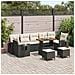 Set Divano da Giardino a 10 Pezzi con Cuscini Rattan Nero Acacia,  Set da Pranzo da Giardino a 3 Pezzi con Cuscini Rattan Nero Acacia - Foto miniatura 2
