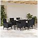 Set da Pranzo per Giardino con cuscino 7 pcs Nero Poly Rattan - Foto miniatura 4